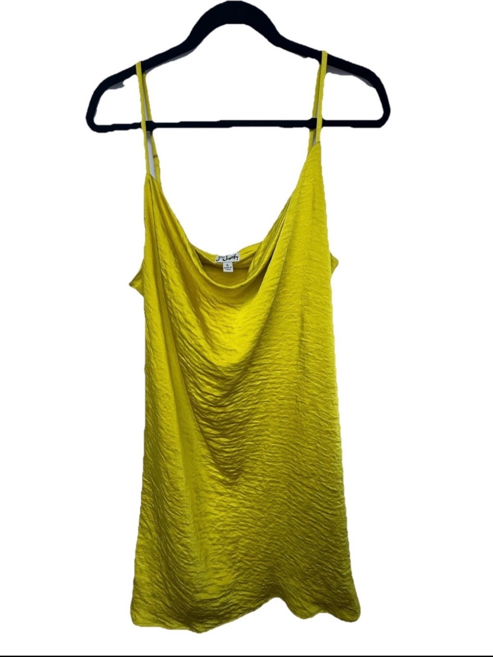 J for Justify Bright Yellow Satin Cowl Neck  Mini Dress Summer Night Y2K